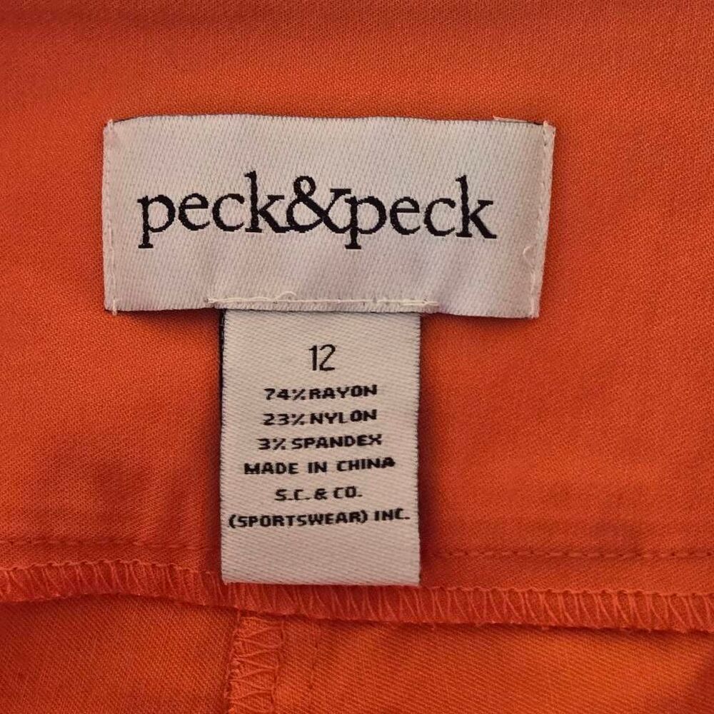 Peck & Peck Womens Zipper Ankle Pull-on Capri Pants Orange Size 12 - Picture 4 of 11